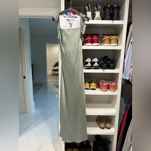 ASTR Bryna ruffle strap satin maxi dress